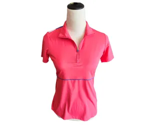 New EP New York Short Sleeve Zip Mock Polo w/ Contrast & Sleeve Logo -Summer Berry Size XS  MSP$73