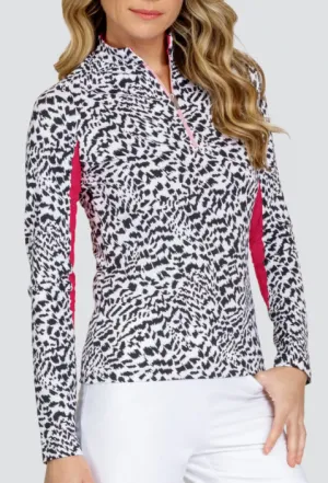 New Tail Shalia Long Sleeve Golf Top in Abstract Cheetah Size XXL. MSP$100