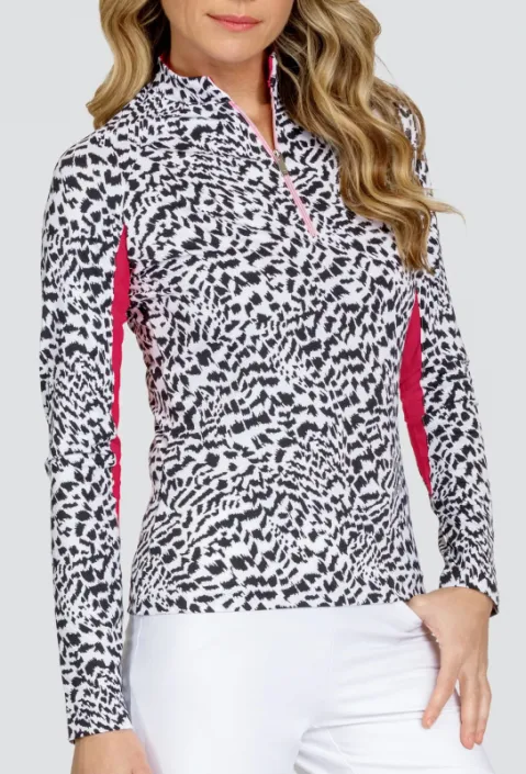 New Tail Shalia Long Sleeve Golf Top in Abstract Cheetah Size XXL. MSP$100