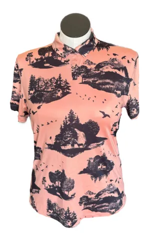Nike Peach & Gray Wildlife Patterned Women's Short Sleeve Golf Top Size L