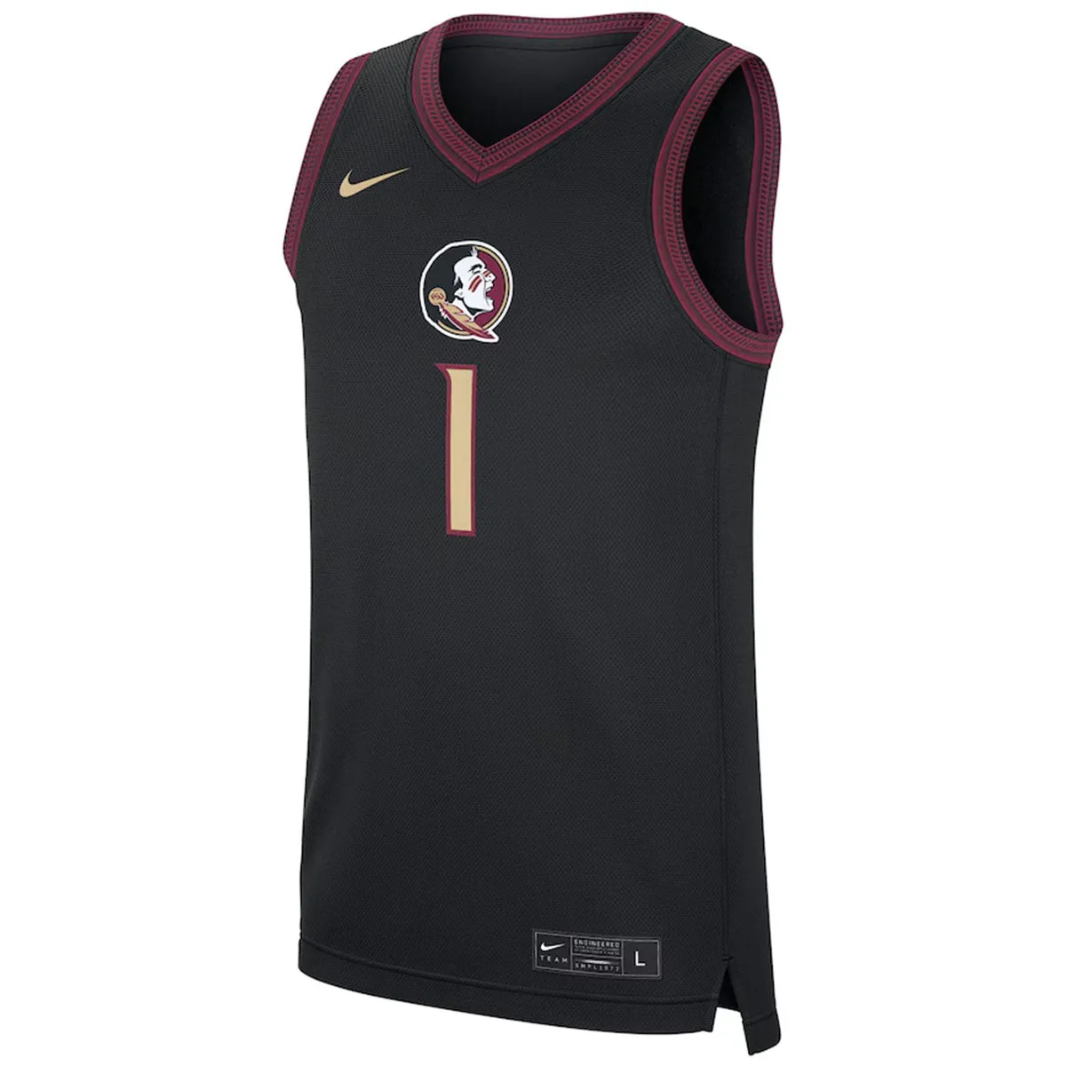 Nike Youth 2024 Seminole Logo #1 Basketball Jersey - Black