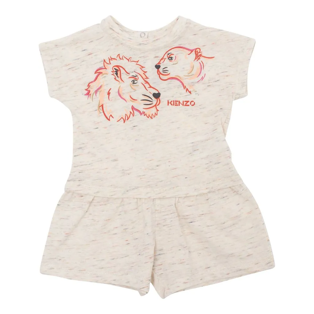 Off White Animal Graphic Logo Romper