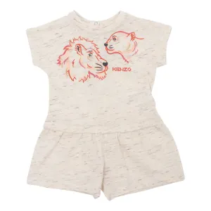 Off White Animal Graphic Logo Romper