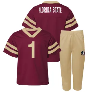 Outerstuff Kids' Florida State #1 Football Uniform Short Sleeve Top & Pant Set - Garnet/Gold