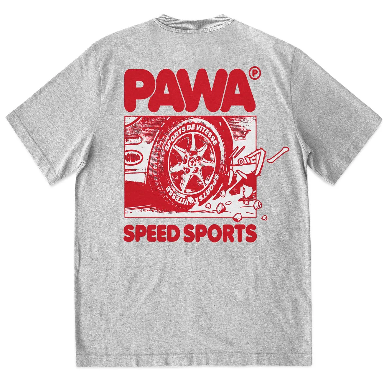 Pawa Sports Burnout T-Shirt Grey Marl