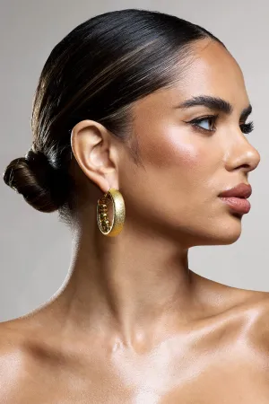 Portal | Gold Textured Chunky Hoop Earrings Club L London
