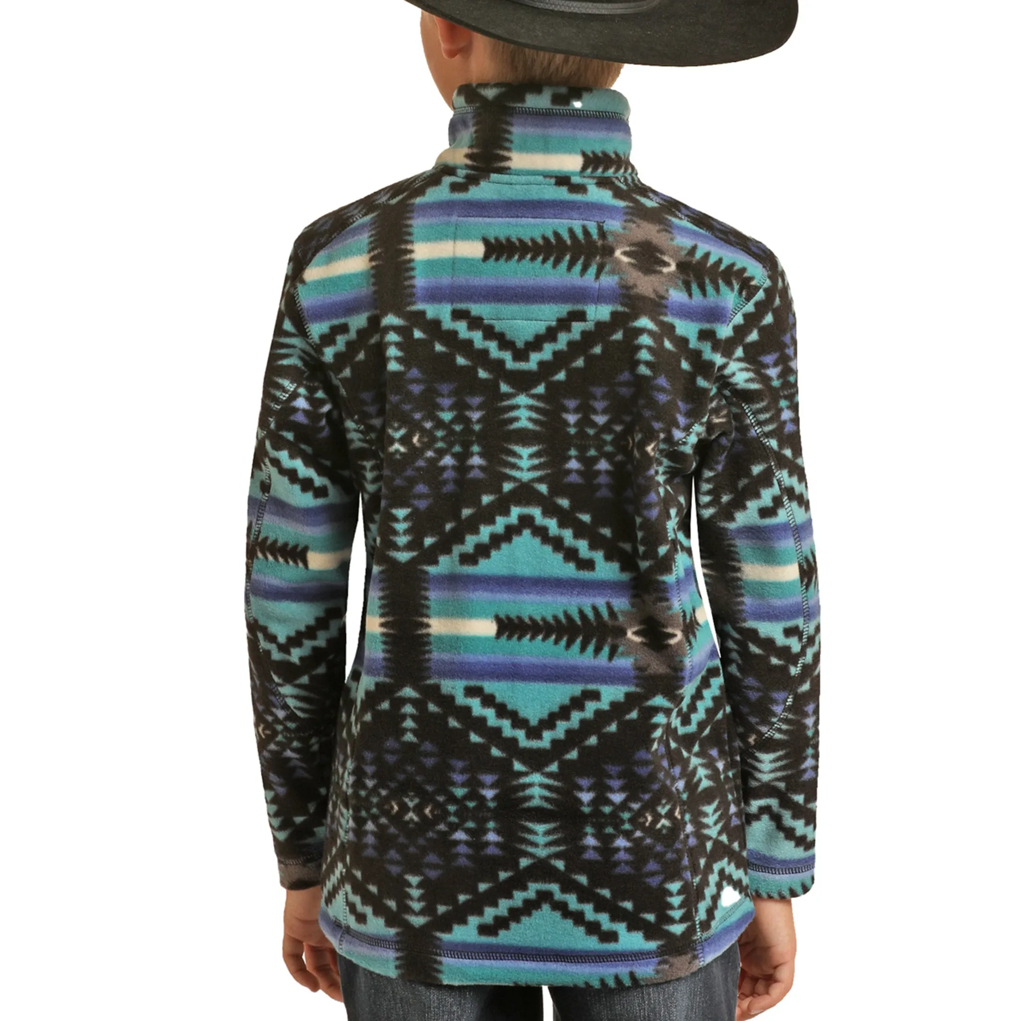 Powder River Kid's Black and Teal Aztec Pullover