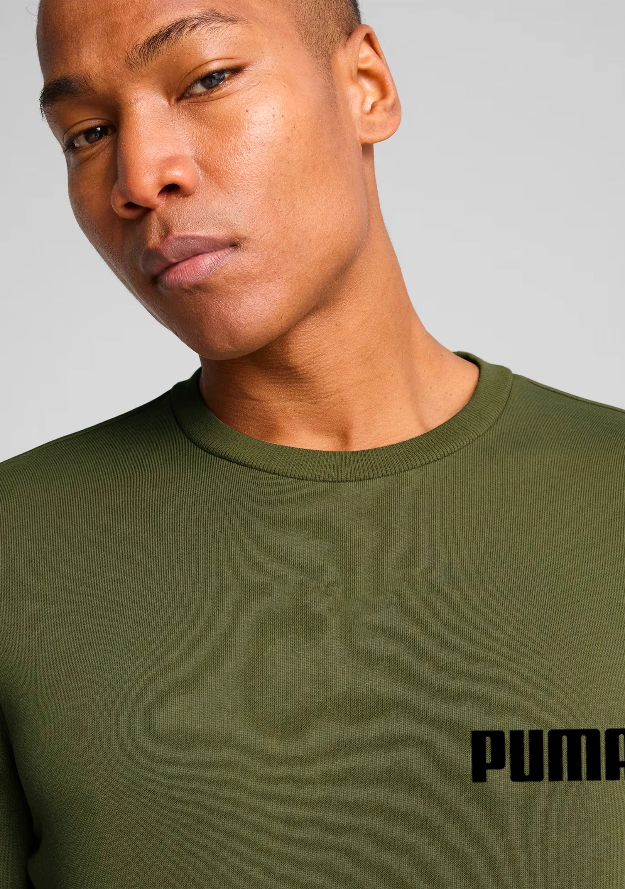 Puma Men's Essential Logo Fleece Sweat Crew Olive Green