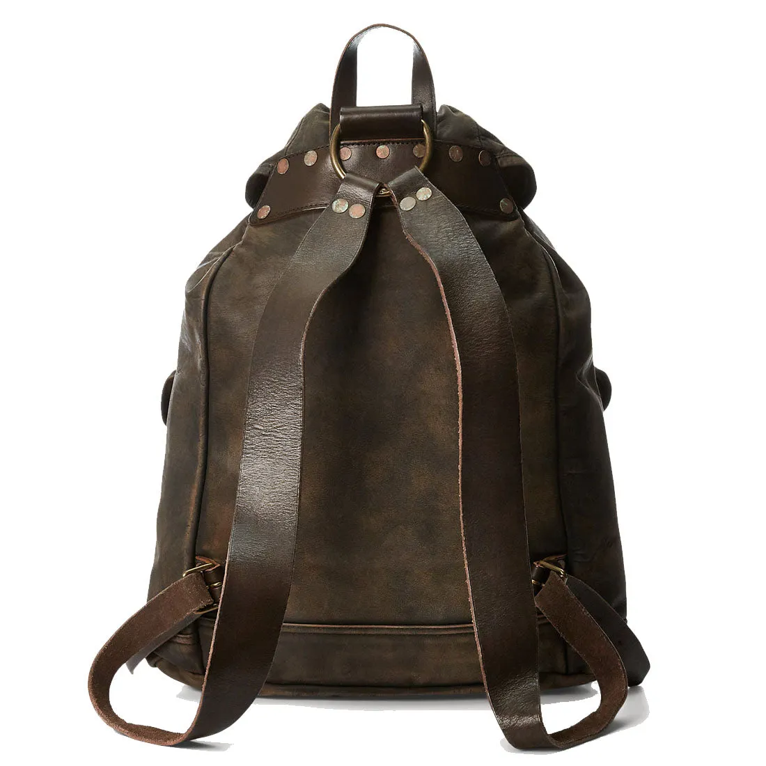 RRL by Ralph Lauren Leather Rucksack Black Over Brown
