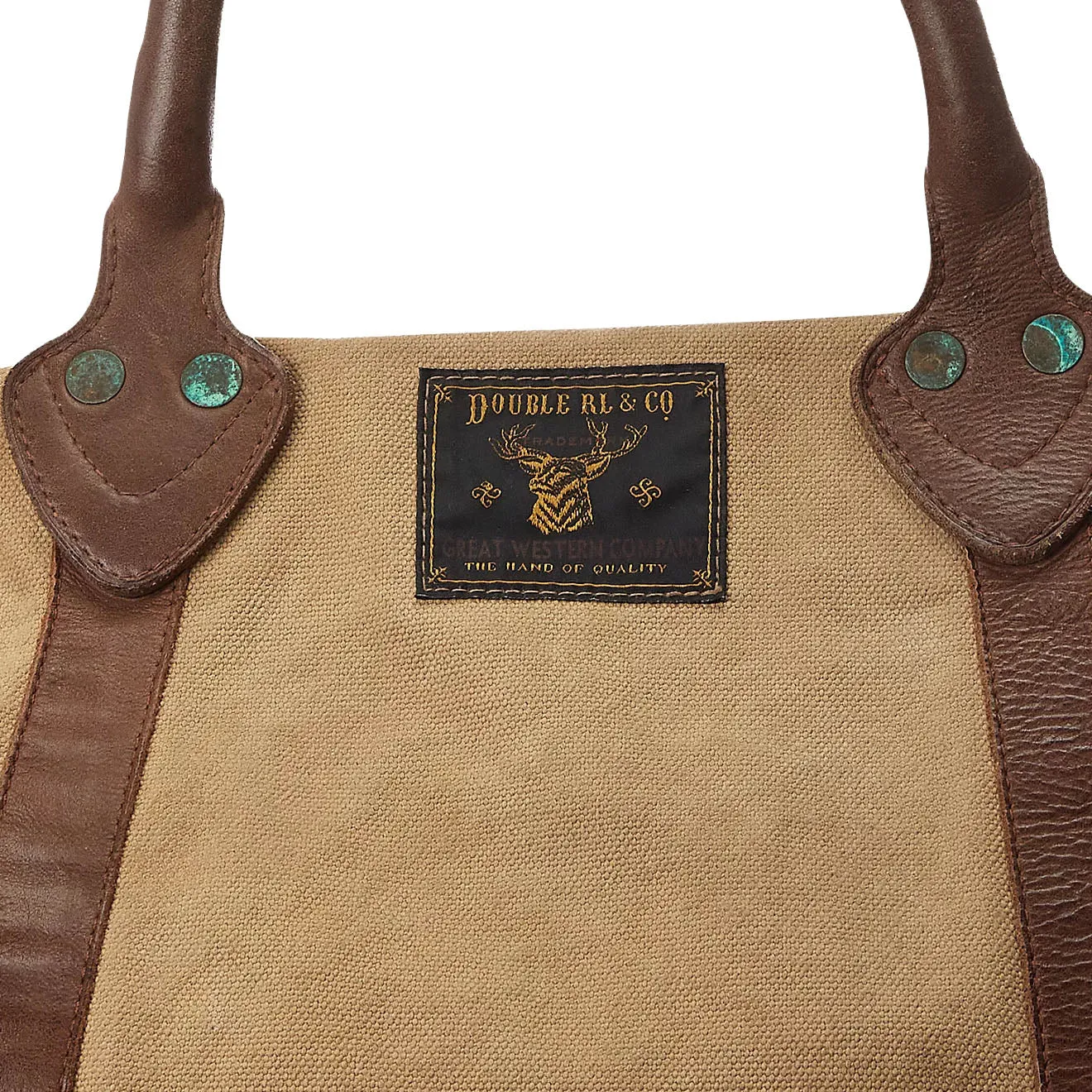 RRL by Ralph Lauren Leather-Trim Canvas Duffel Khaki/Brown