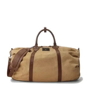 RRL by Ralph Lauren Leather-Trim Canvas Duffel Khaki/Brown