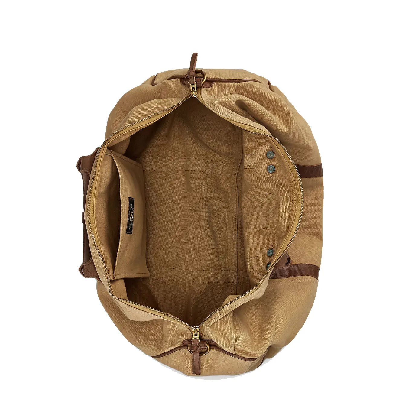 RRL by Ralph Lauren Leather-Trim Canvas Duffel Khaki/Brown