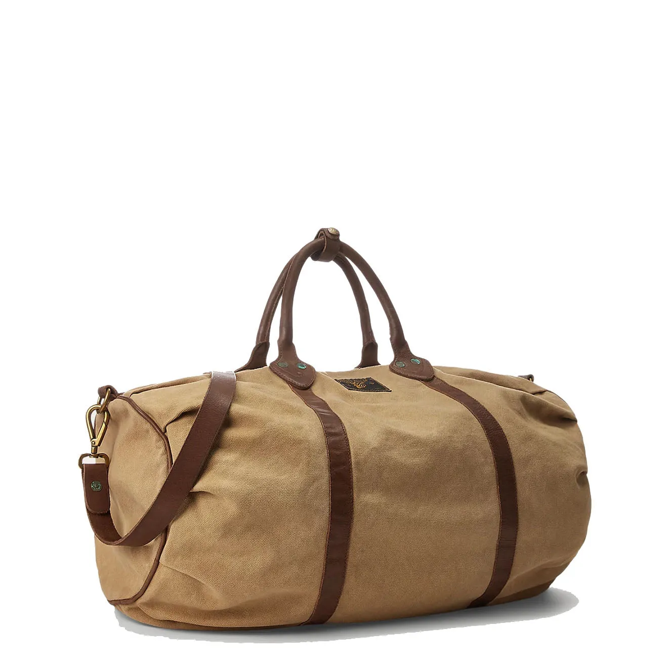 RRL by Ralph Lauren Leather-Trim Canvas Duffel Khaki/Brown