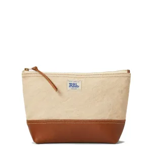 RRL by Ralph Lauren Leather-Trim Canvas Pouch Greige/Brown