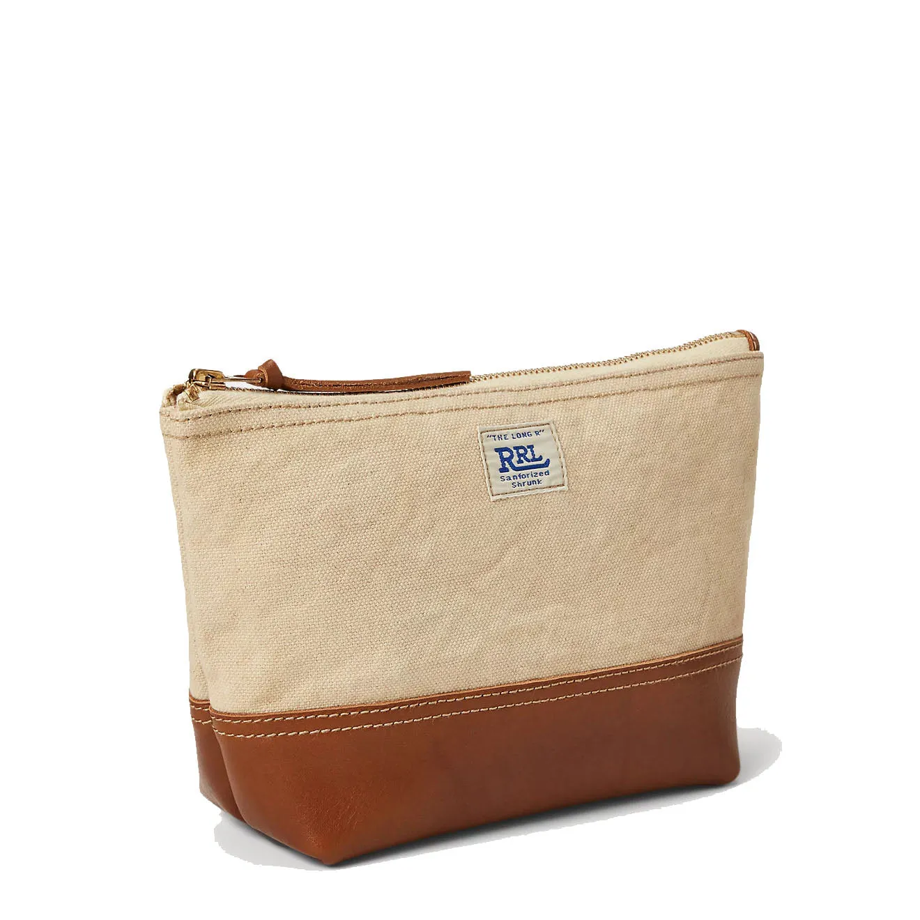 RRL by Ralph Lauren Leather-Trim Canvas Pouch Greige/Brown