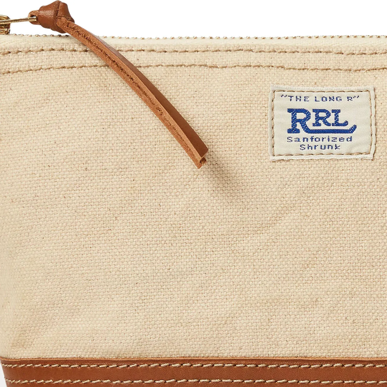 RRL by Ralph Lauren Leather-Trim Canvas Pouch Greige/Brown
