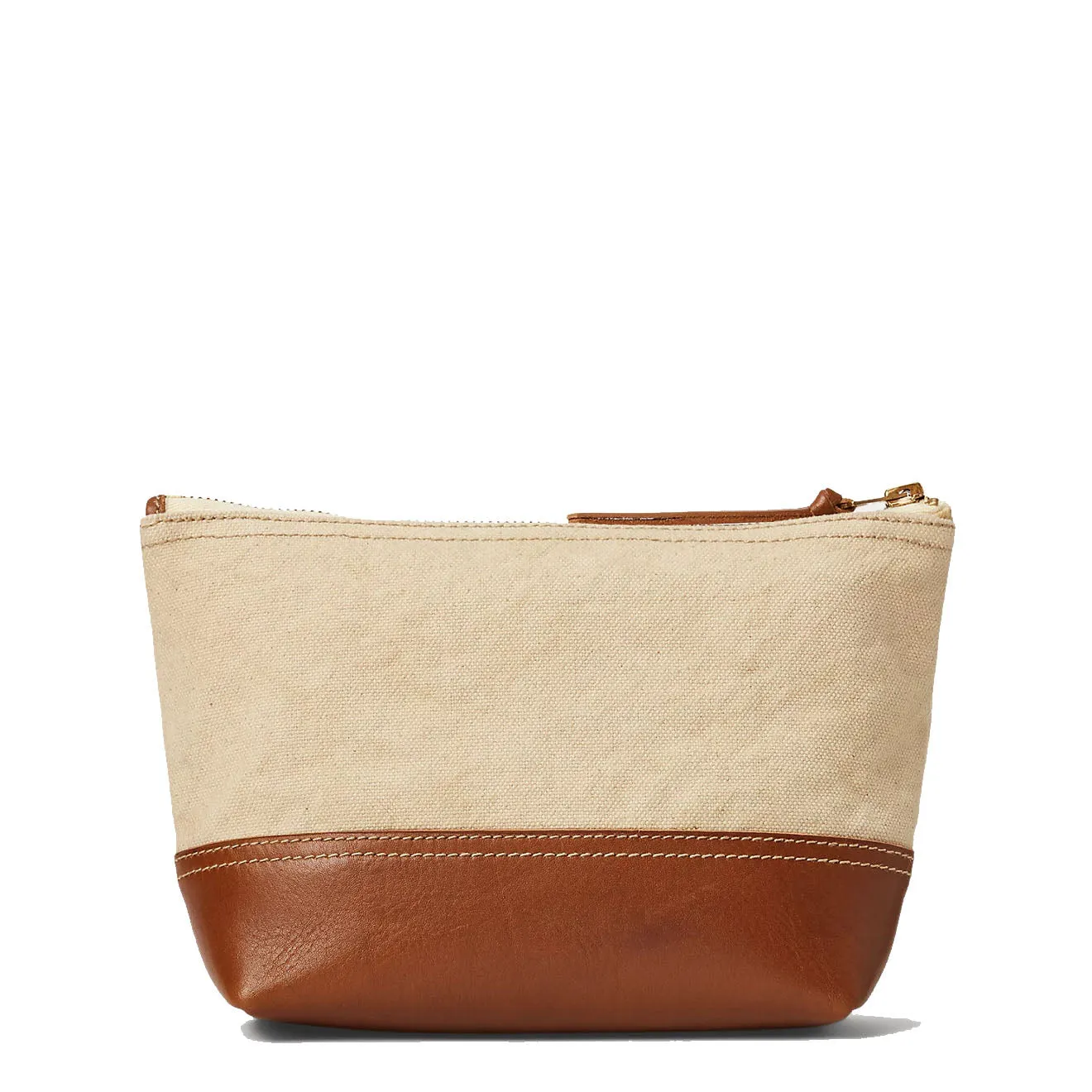 RRL by Ralph Lauren Leather-Trim Canvas Pouch Greige/Brown