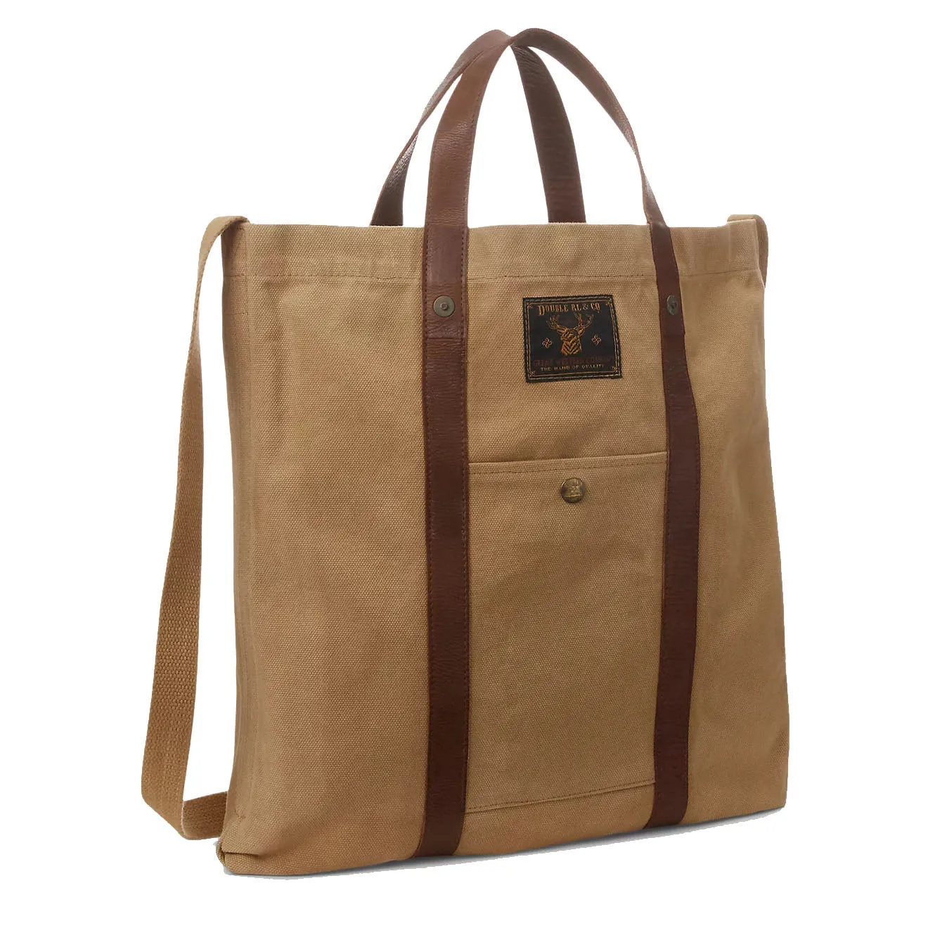 RRL by Ralph Lauren Leather-Trim Canvas Tote Khaki/Brown