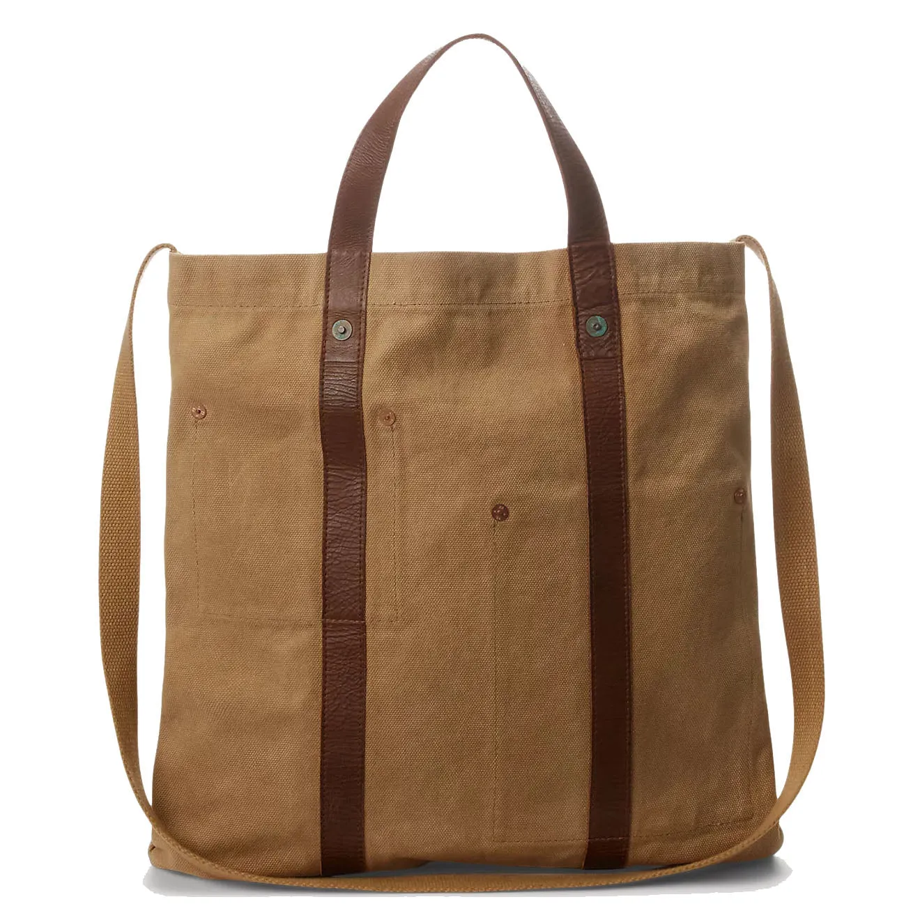 RRL by Ralph Lauren Leather-Trim Canvas Tote Khaki/Brown