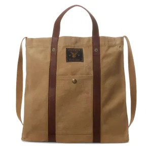 RRL by Ralph Lauren Leather-Trim Canvas Tote Khaki/Brown