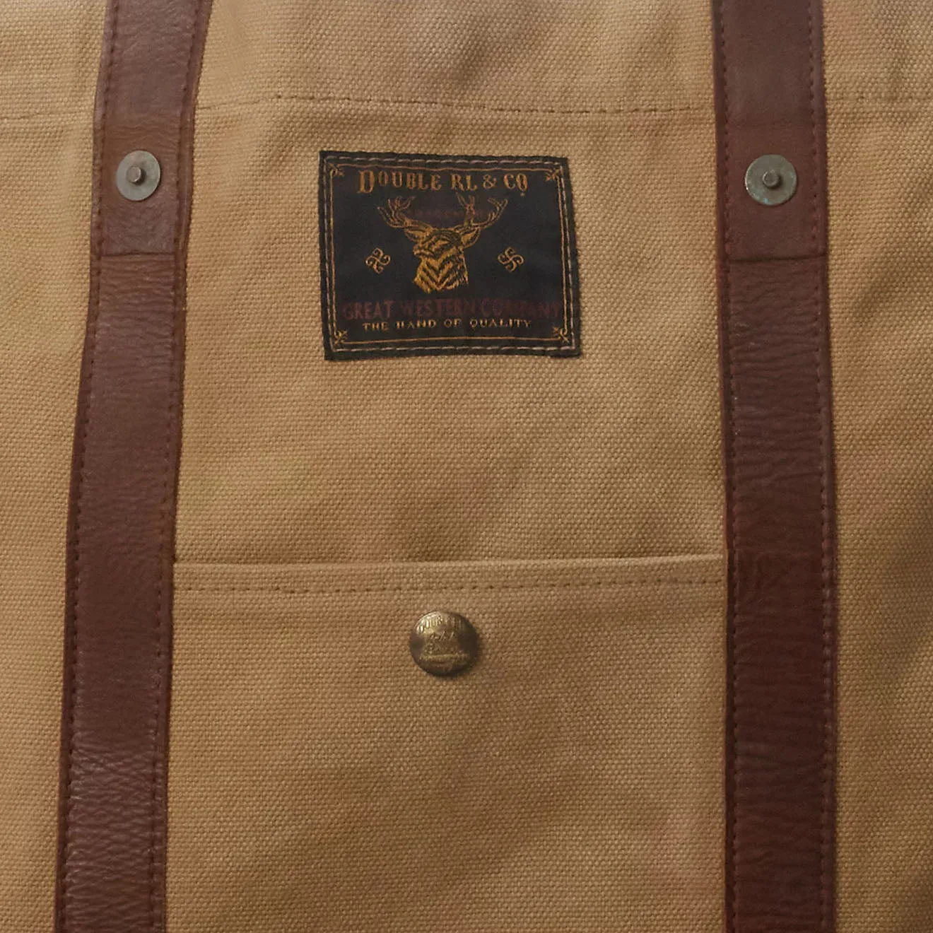 RRL by Ralph Lauren Leather-Trim Canvas Tote Khaki/Brown