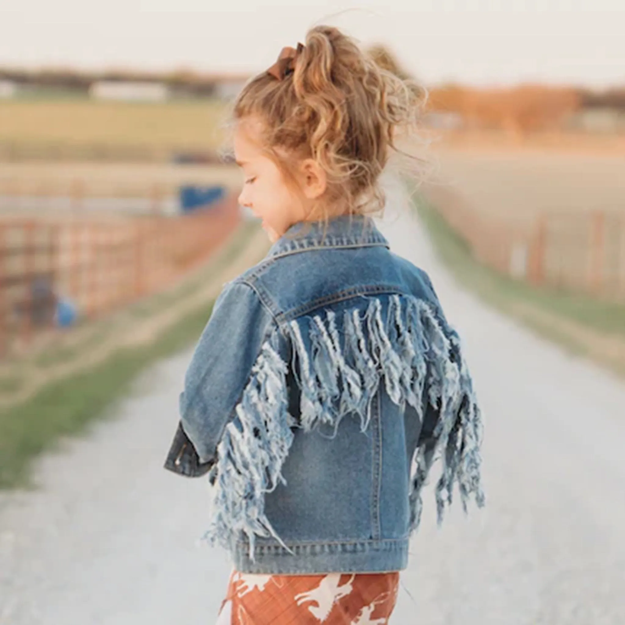 Shea Baby Infant/Toddler Denim Fringe Jacket