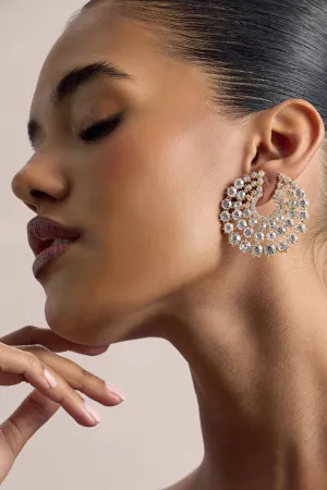 Sparkler | Gold Diamante Statement Circle Earrings Club L London