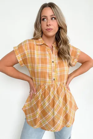 Sweet Voice Plaid Short Sleeve Babydoll Top - FINAL SALE