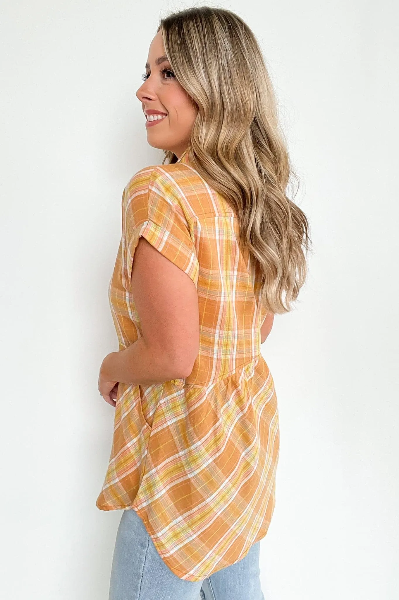 Sweet Voice Plaid Short Sleeve Babydoll Top - FINAL SALE