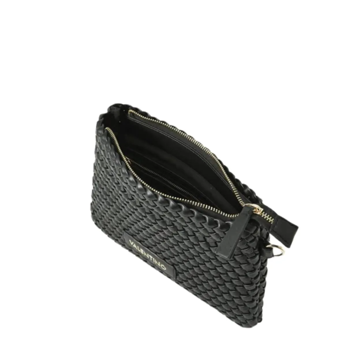 Valentino Bags Shantel Woven Black Clutch Crossbody Bag