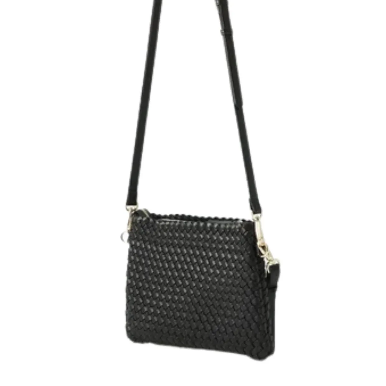 Valentino Bags Shantel Woven Black Clutch Crossbody Bag