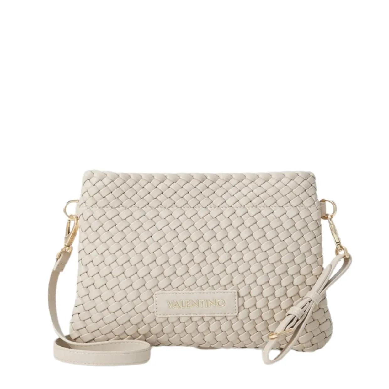 Valentino Bags Shantel Woven Ecru Clutch Crossbody Bag