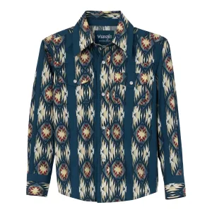 Wrangler Kid's Blue & Tan Aztec Shirt
