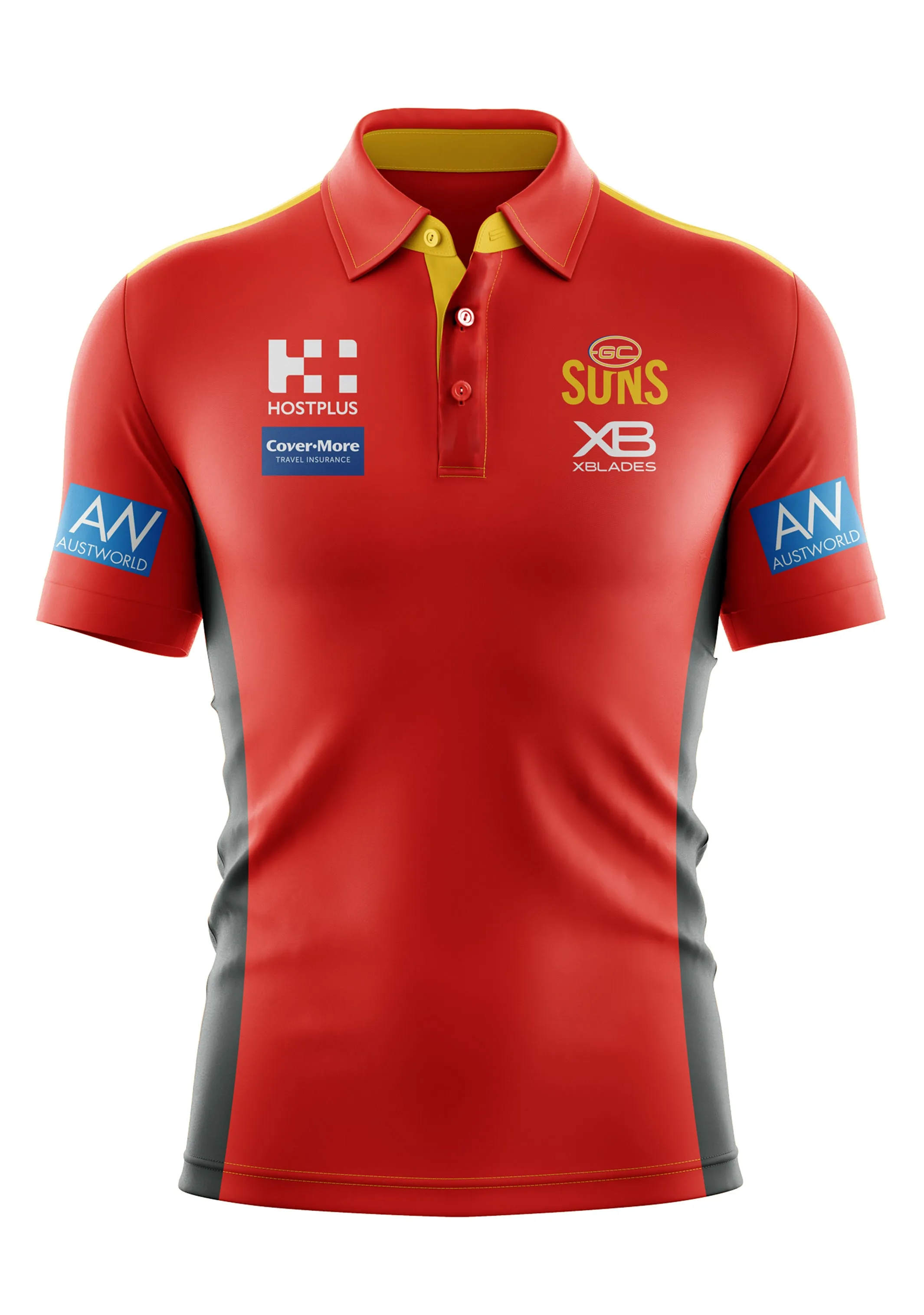 Xblades Gold Coast Suns Mens 2019 Media Polo <BR> GCS-MDP-L19 M-L-RDG