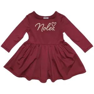 ZooZatz Toddler Girl's Noles Long Sleeve Dress - Garnet